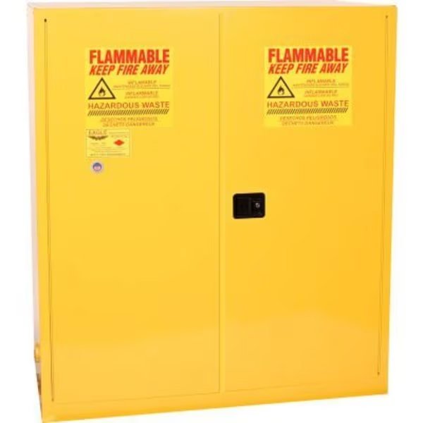 Eagle Mfg Drum Cabinet 110 Gal. Capacity Vertical Self Close Hazmat W/ Drum Suports & Rollers, Justrite, Mfr#: HAZ5510X